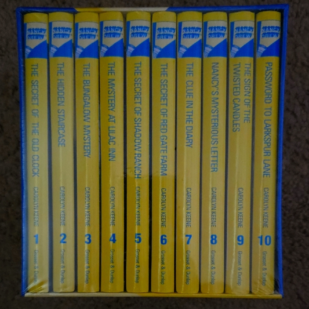 Yellow and Blue Nancy Drew Mystery Book Set, Books #1-10